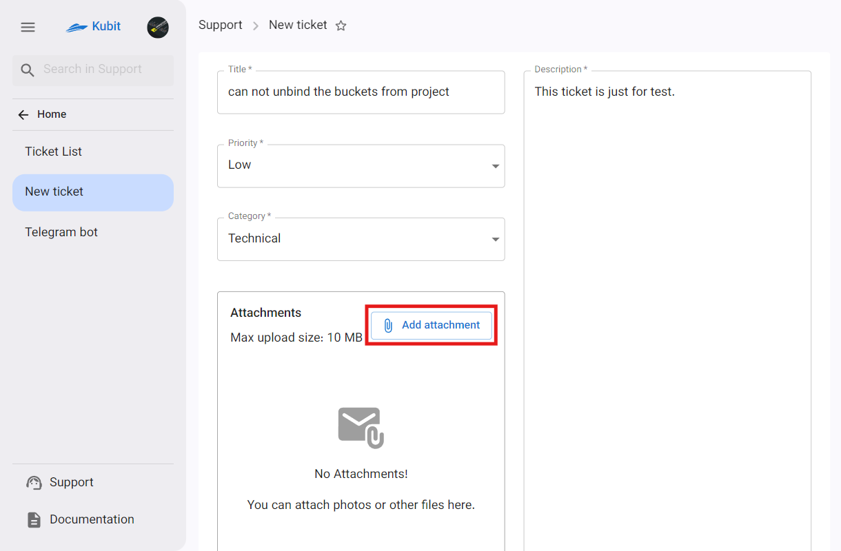 Create Ticket: add attach