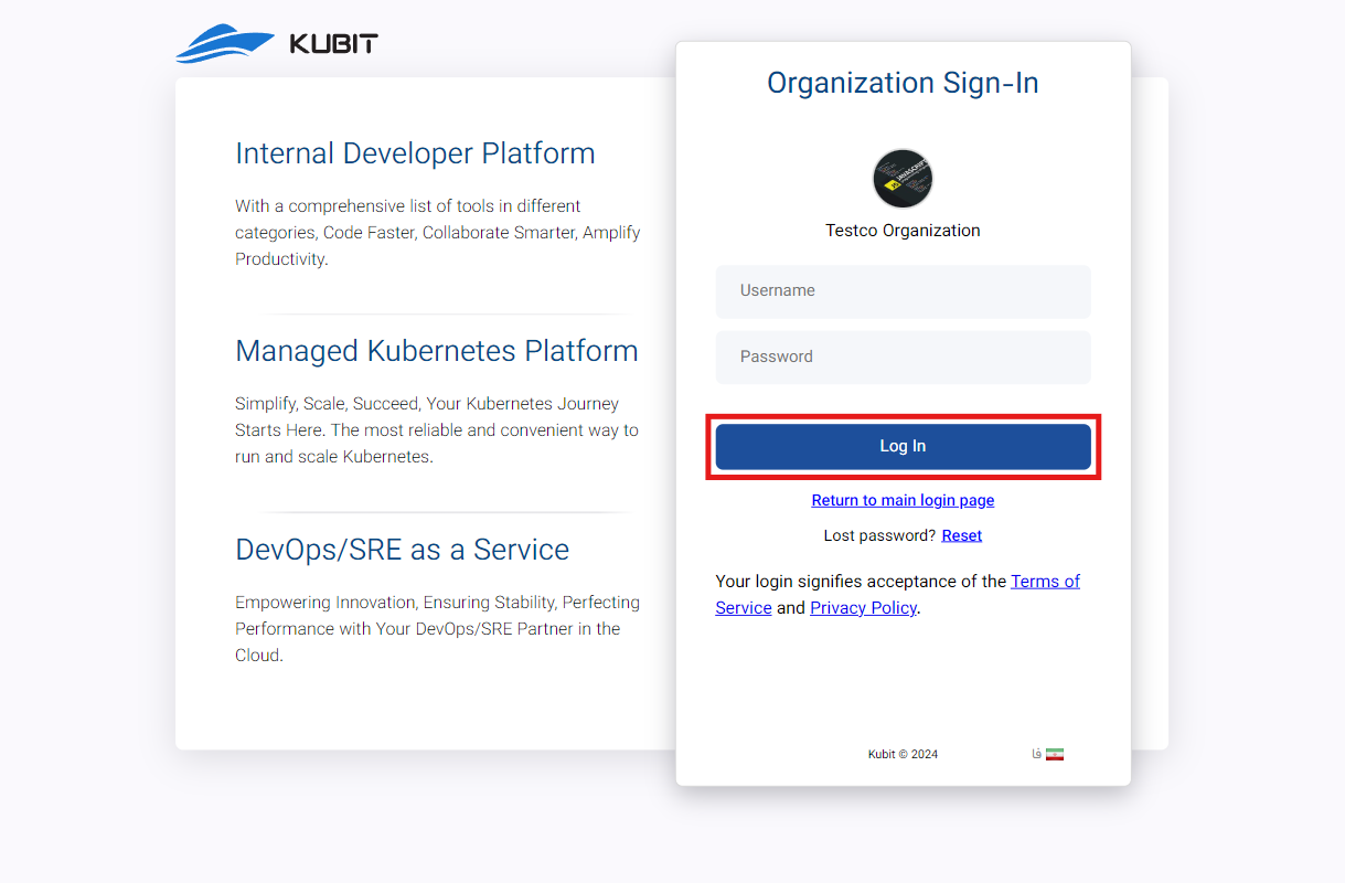 Panel: login username in org