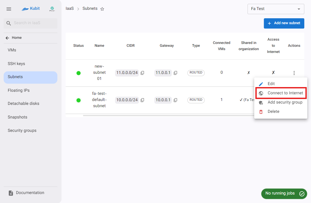 Subnets: connect to internet