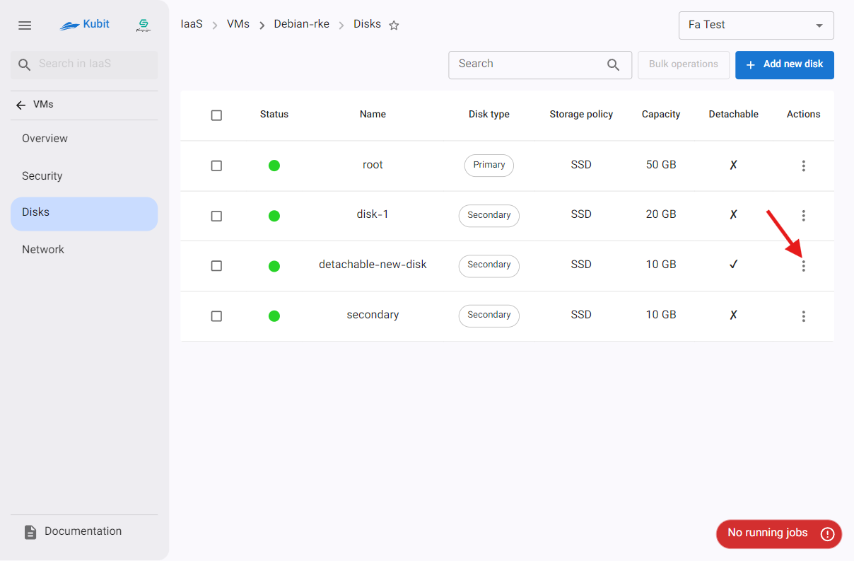 VM: disk actions btn