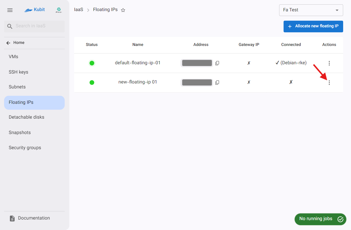 Floating IP: options btn