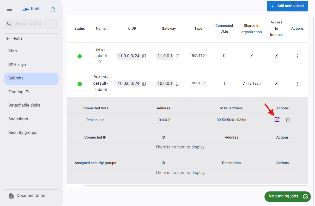 Subnets: redirect to vm