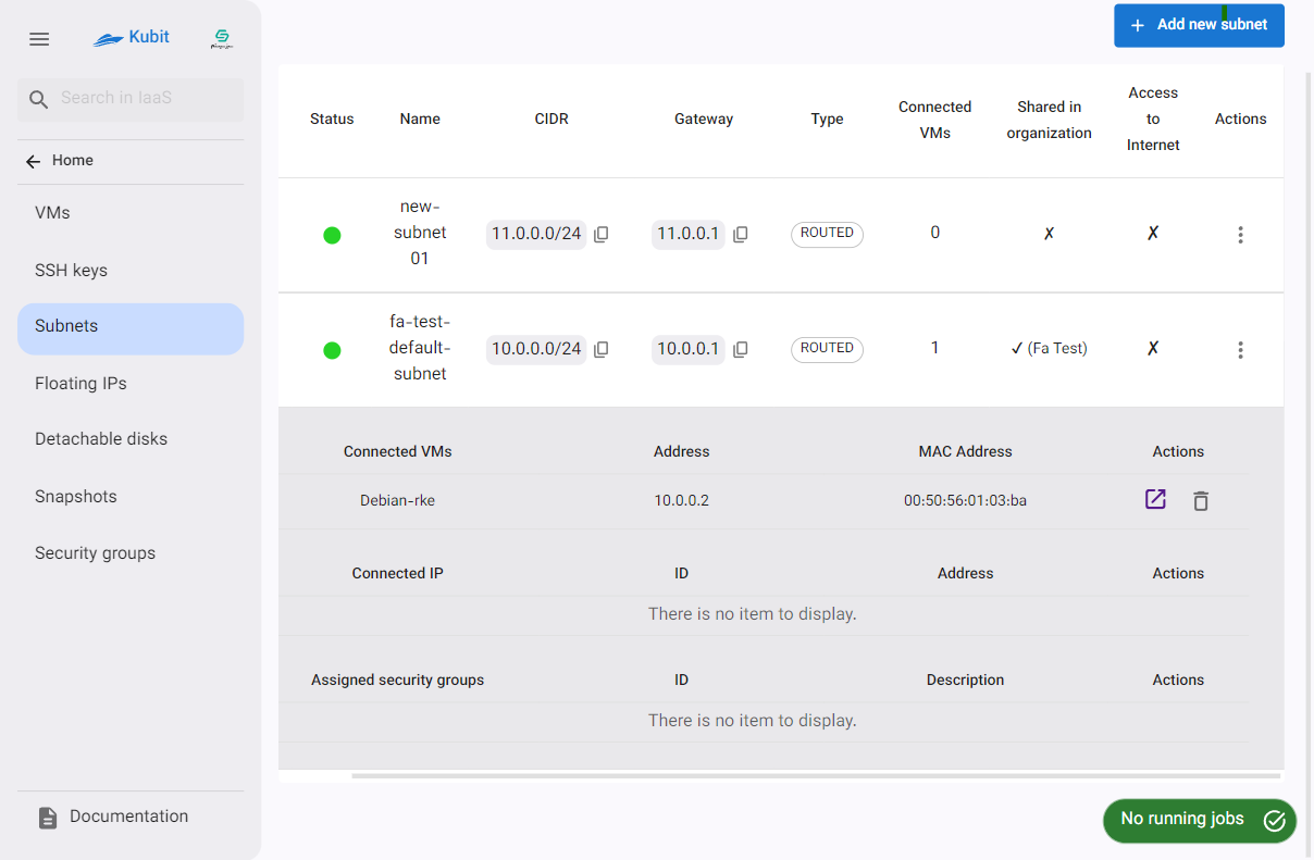 Subnets: subnet details 1