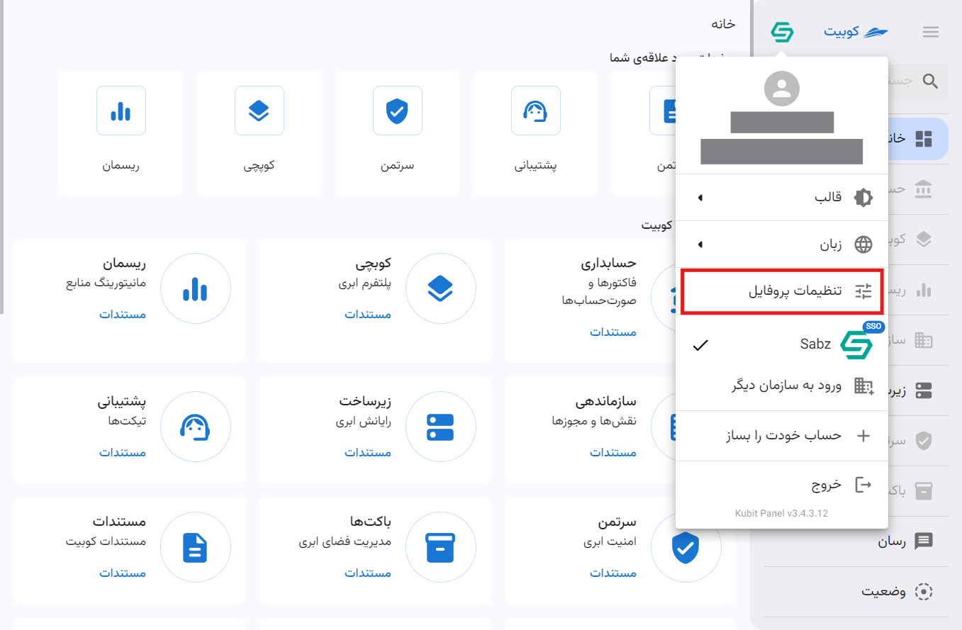 Panel: profile settings