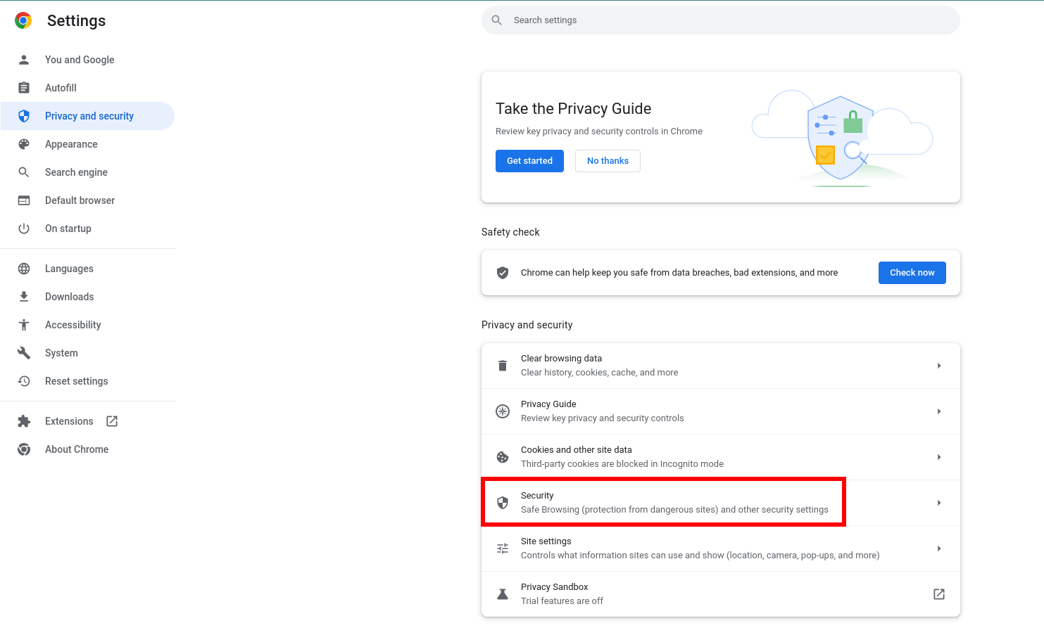 Certman: chrome settings